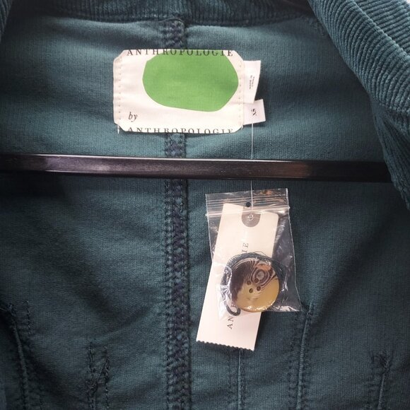 NWT Anthropologie Corduroy Jacket Women's Sz XS Cropped Blazer Dark Green - Picture 7 of 16